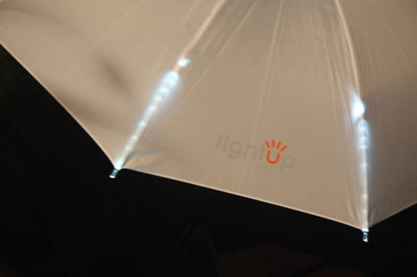 Load image into Gallery viewer, lit up spokes of led umbrella
