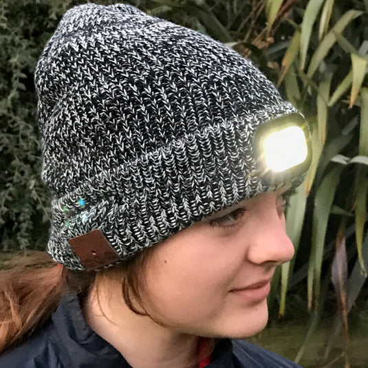 Head Torch Beanie Hat with Bluetooth Headphones